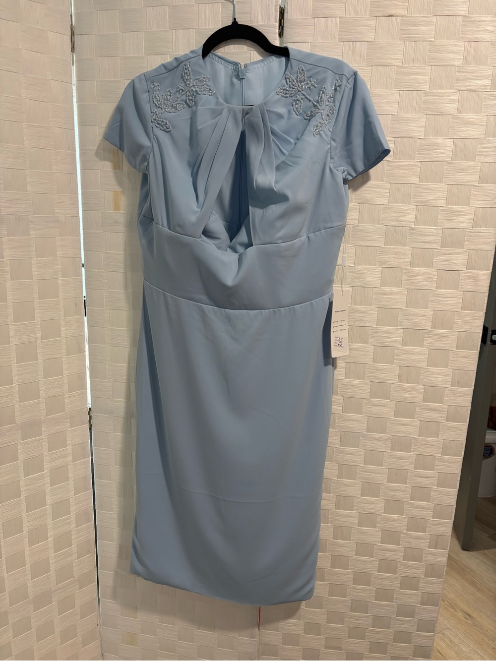 Elegant Light Blue Embroidered Yoke 
Dress